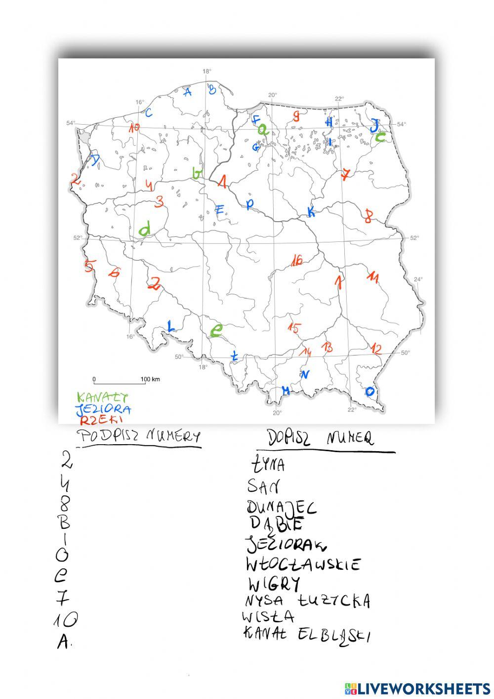 Polska - wody powierzchniowe mapa