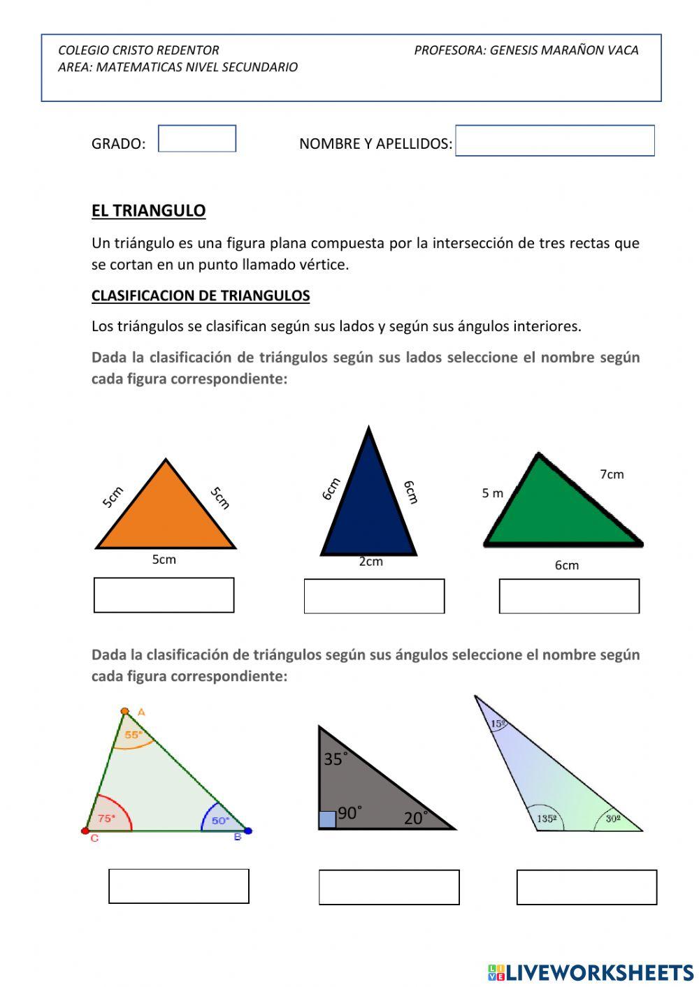 CLASIFICACION DE TRIANGULOS Y SUS PROPIEDADES