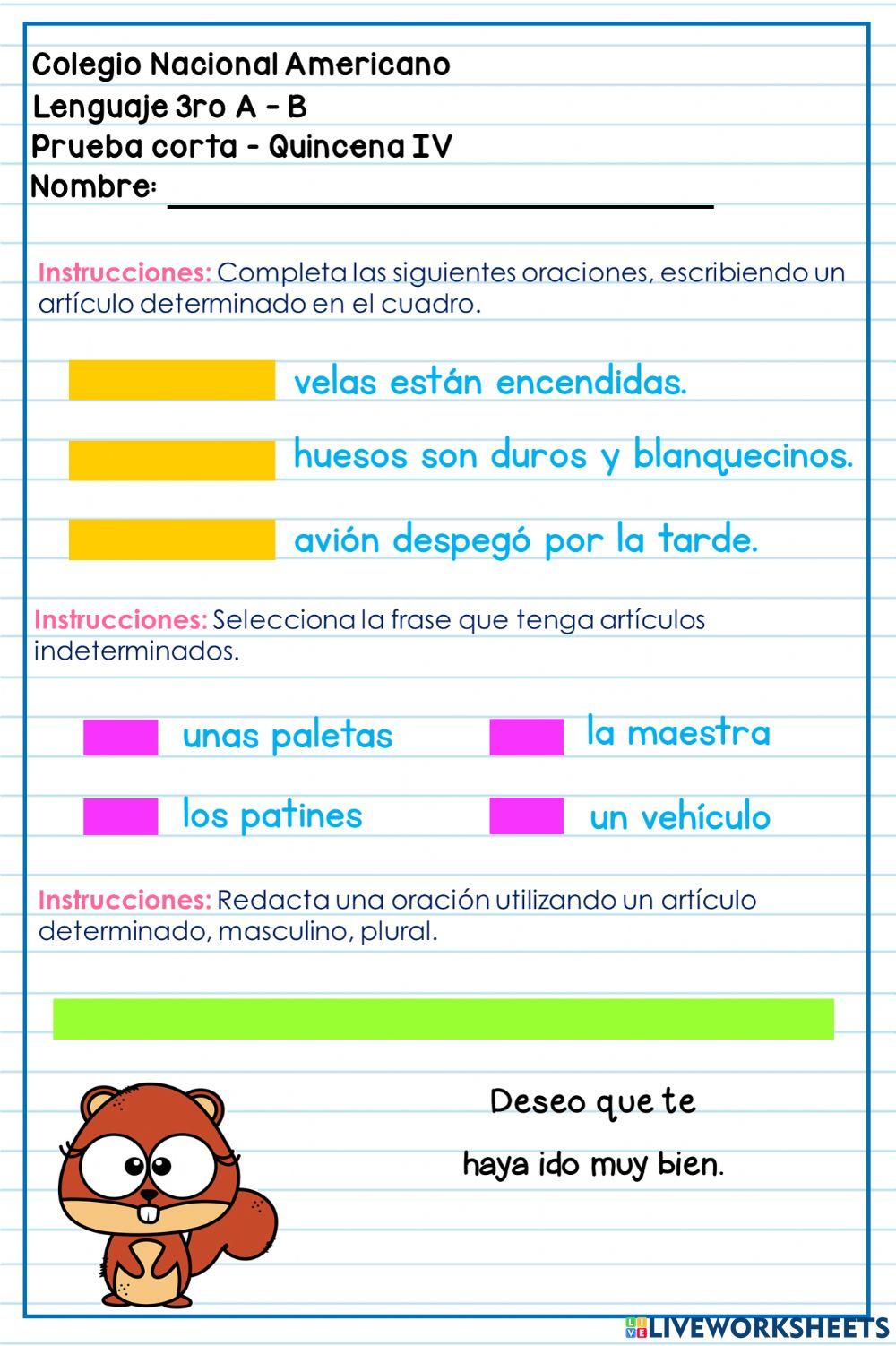 Q. IV - Prueba corta de lenguaje