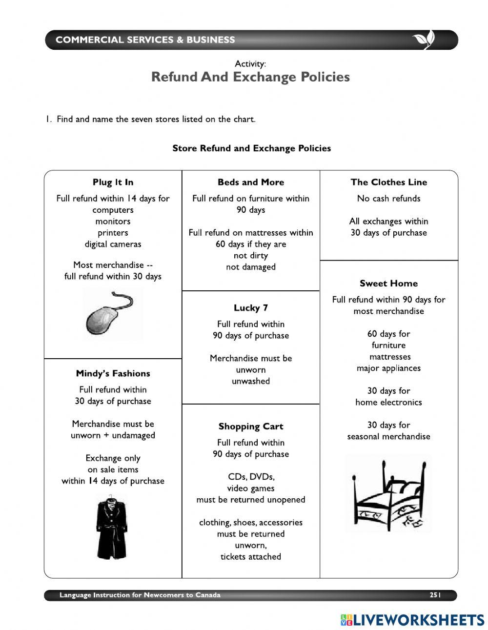 Refund and Exchange Policiies