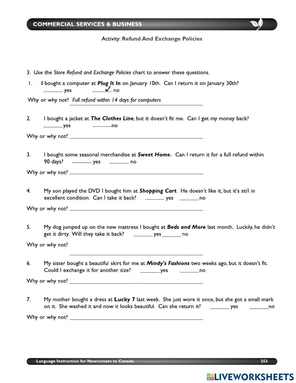 Refund and Exchange Policiies