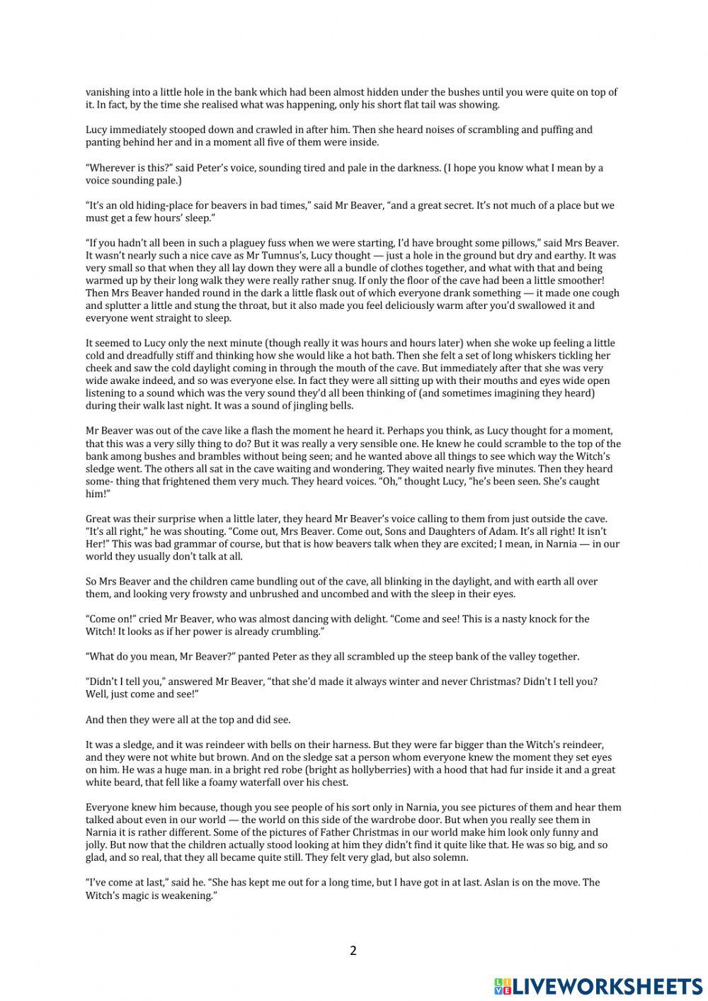 The Lion The Witch and the Wardrobe Chapter 10