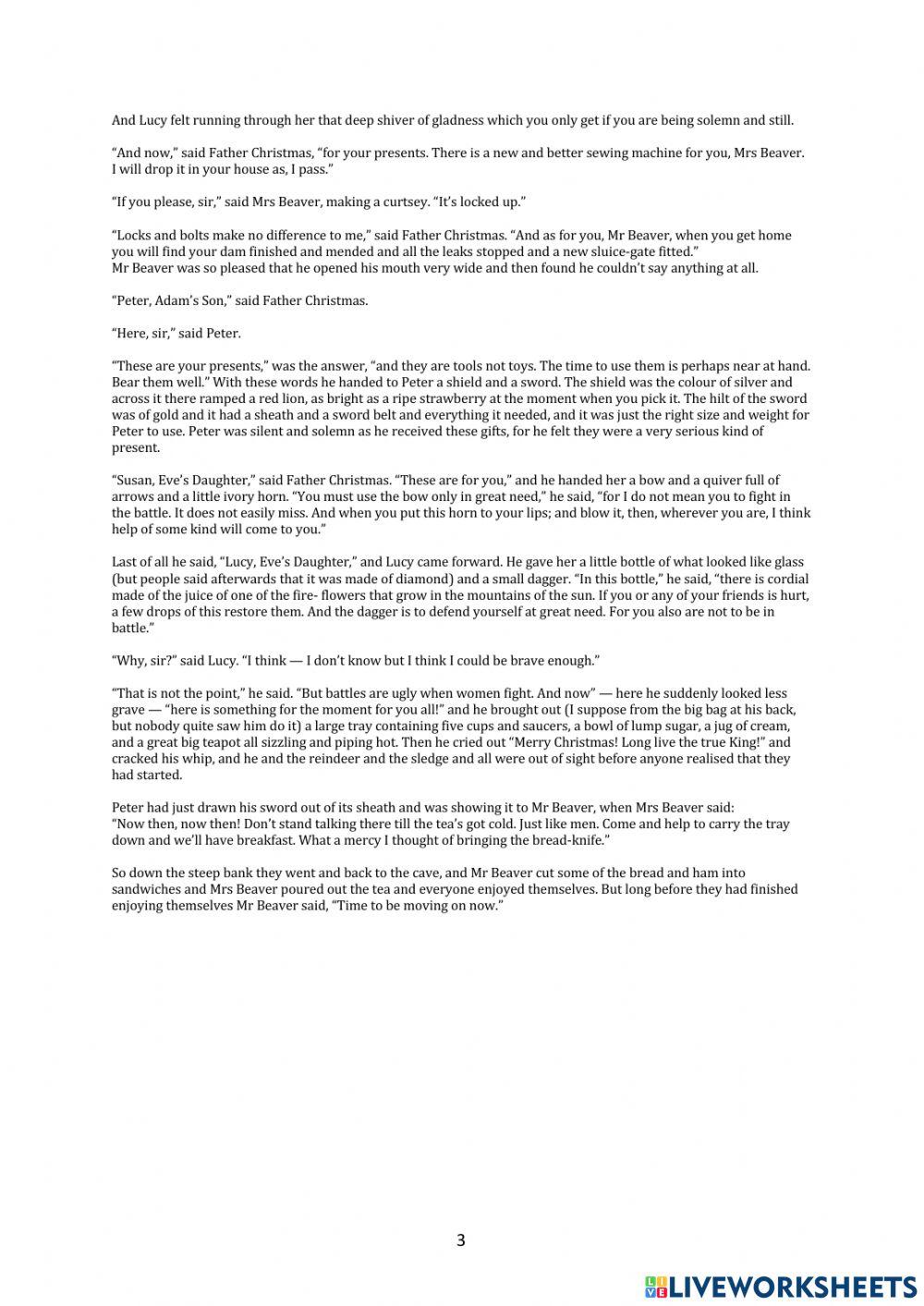 The Lion The Witch and the Wardrobe Chapter 10