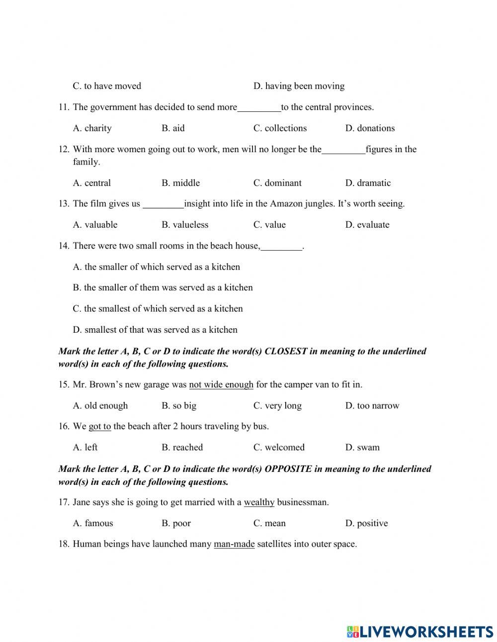 Thi lop 10 - PRACTICE TEST 1
