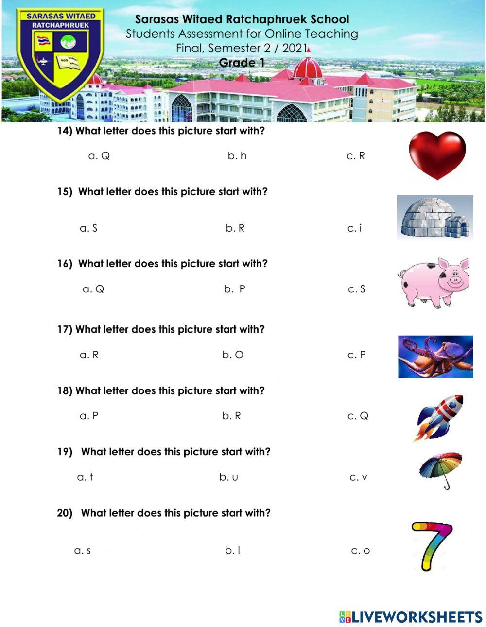 Grade 1 Phonics Semester 2 Final
