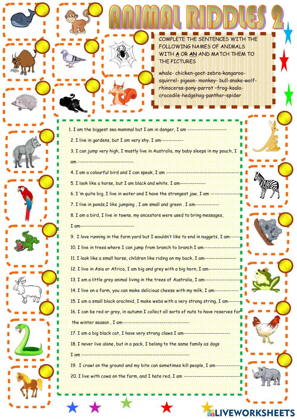 animal-riddles-2-reading-comprehension-exercises-74604