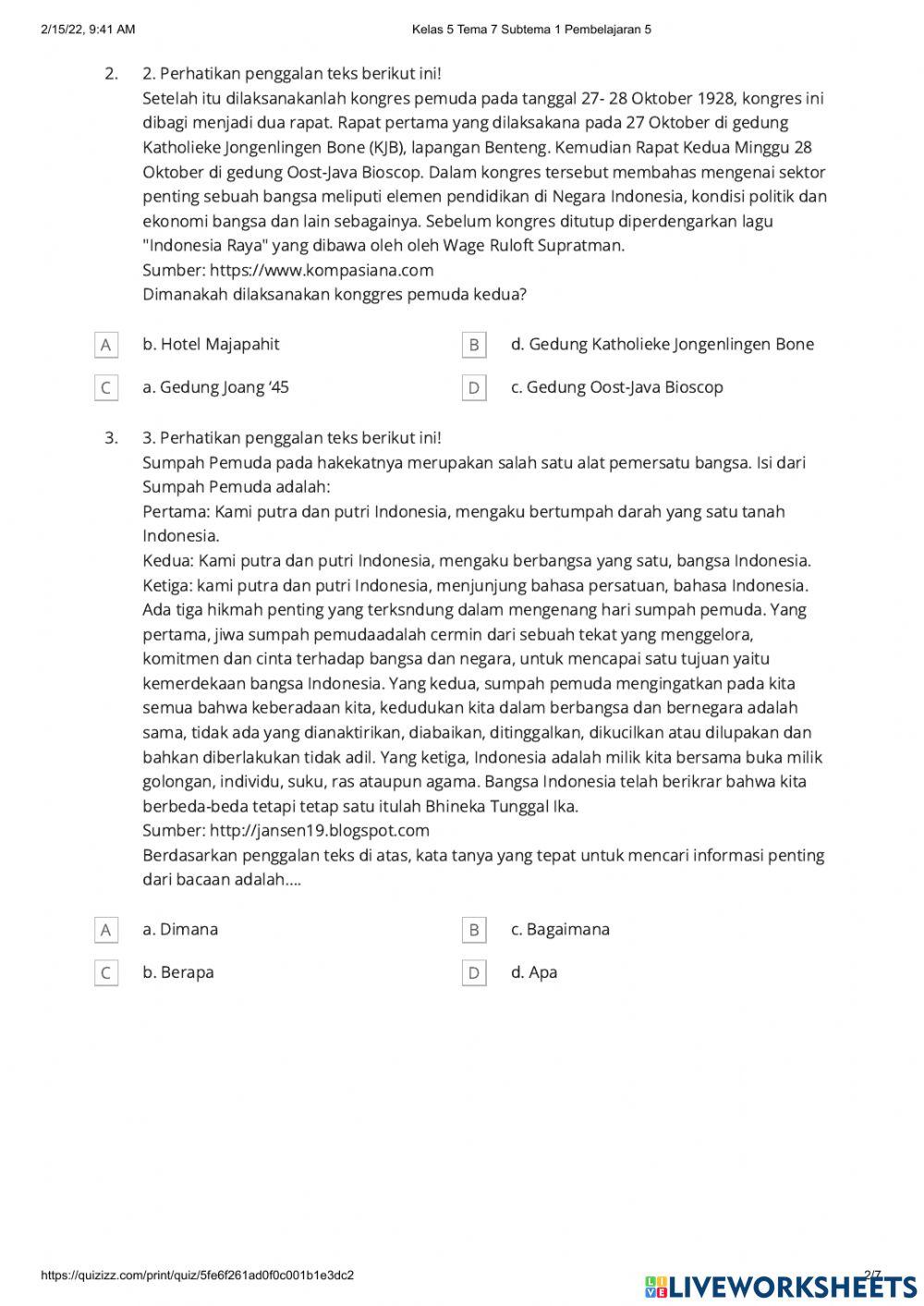 Kelas 5 Tema 7 Subtema 1 Pembelajaran 5