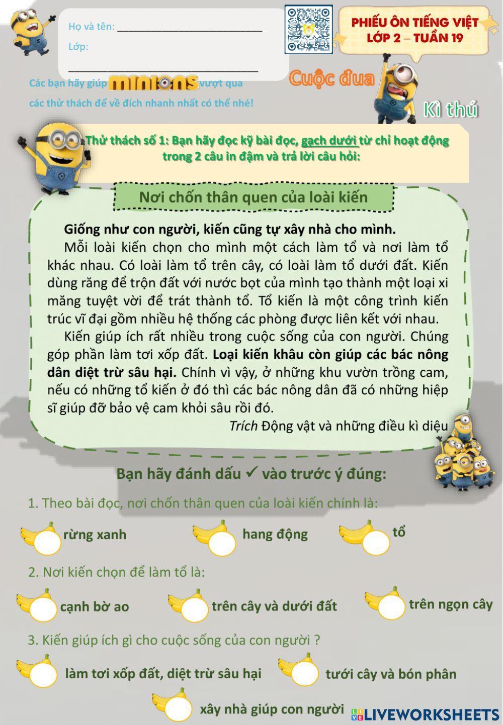 Lớp 2 - Tiếng việt - Tuần 19