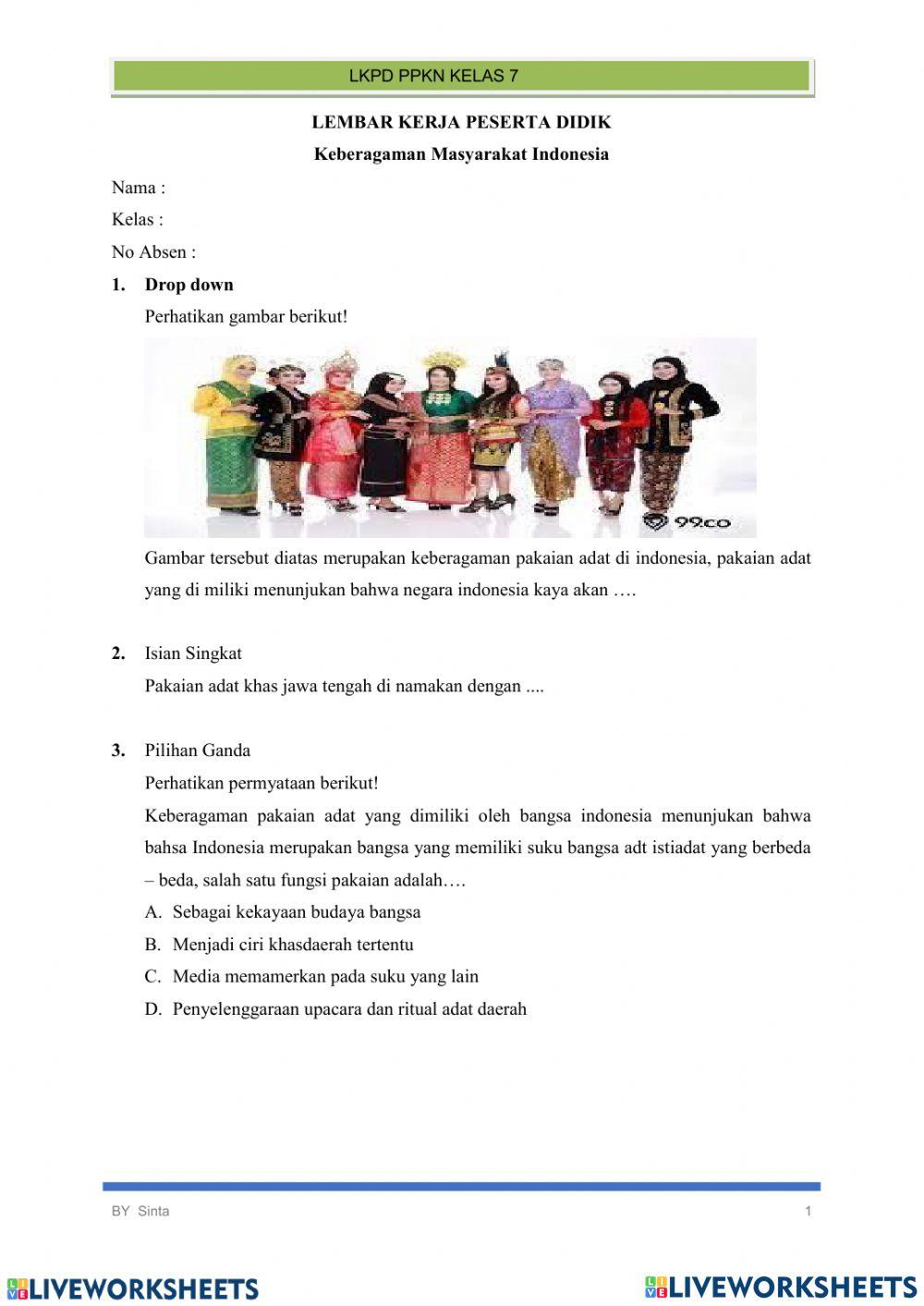 Keberagaman suku, ras, agama dan antargolongan