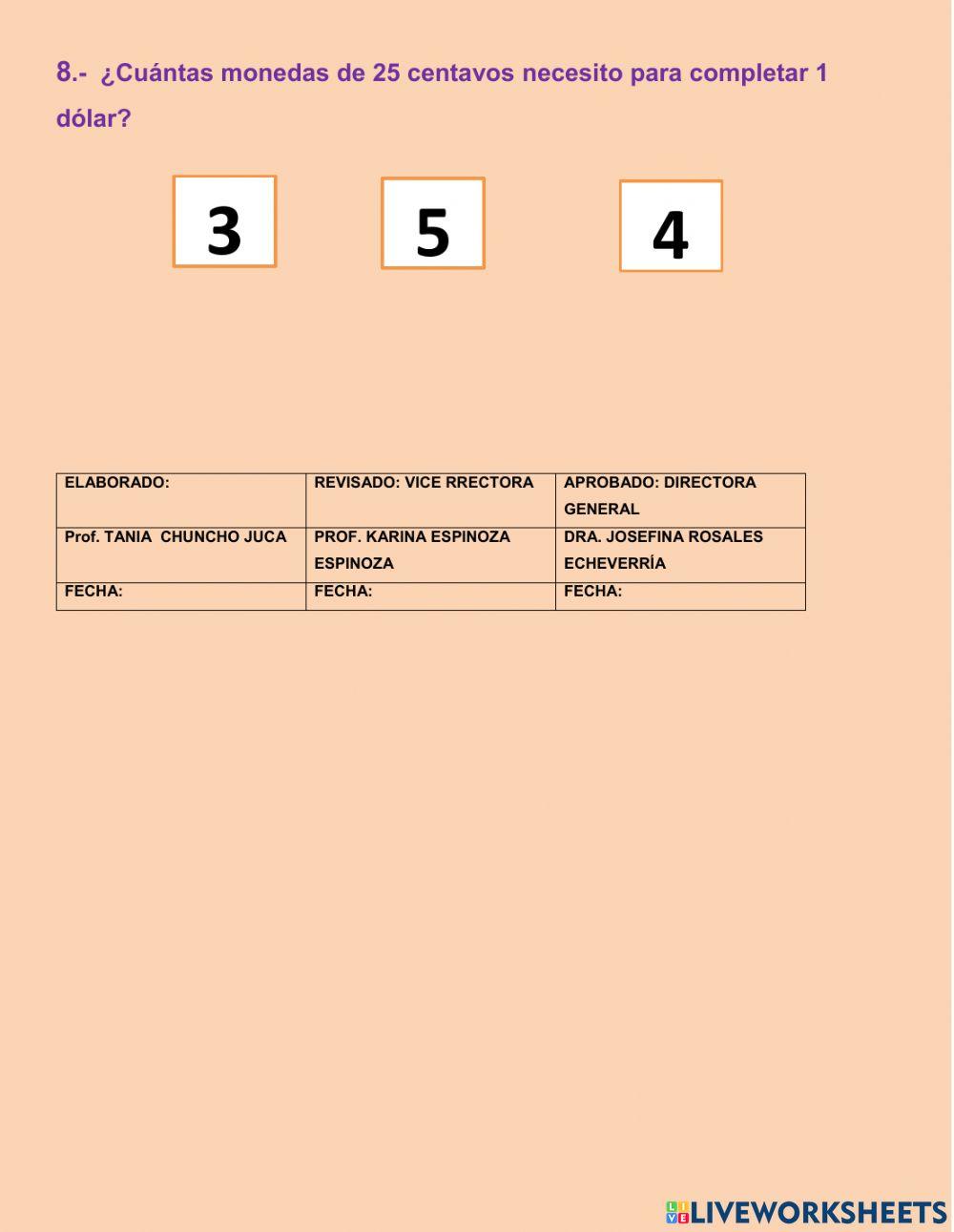 Evaluación de matemática
