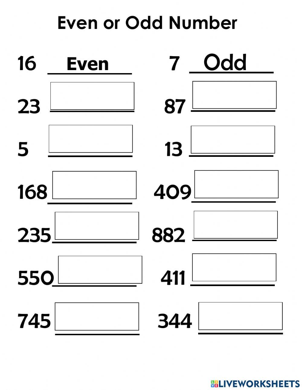 Even and Odd numbers