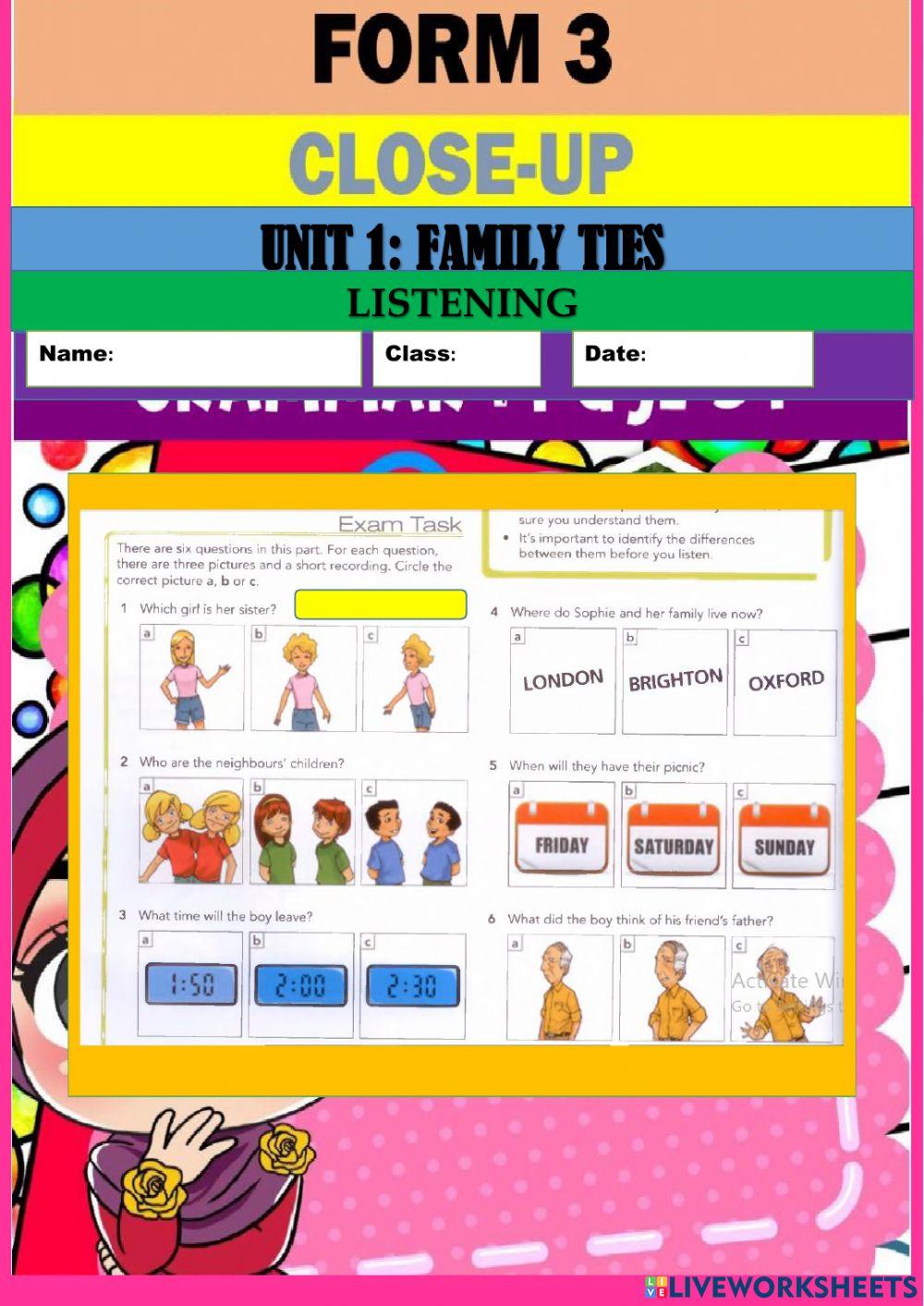 Close up unit 1 family ties listening 2