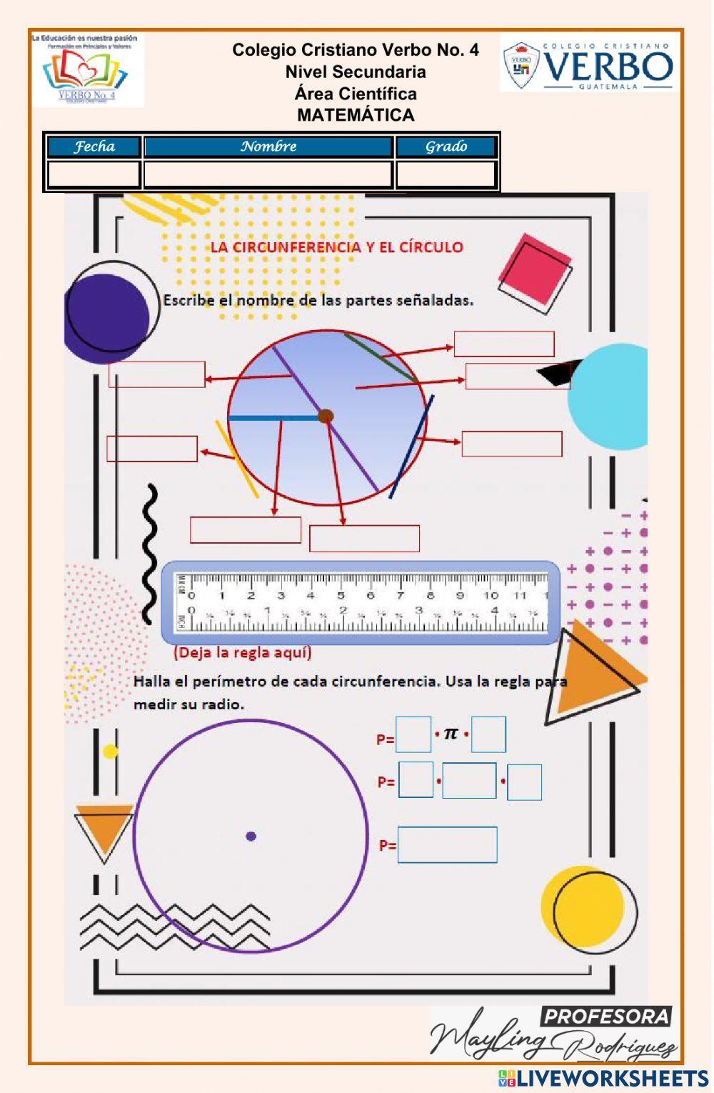 Área y perímetro del circulo y la circunferencia Área y perímetro del circulo y la circunferencia