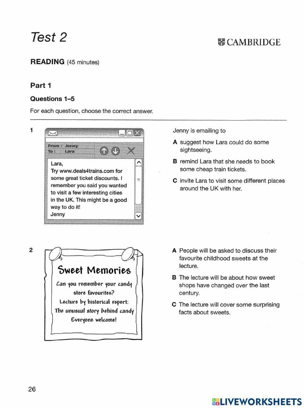 1873440 Pet reading test 2 Katetran LiveWorksheets