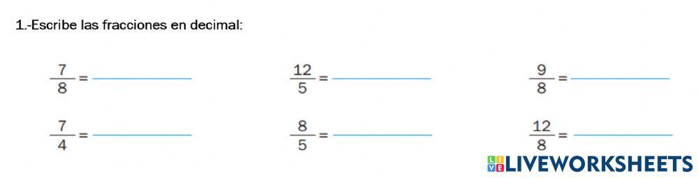 Fracciones a decimales
