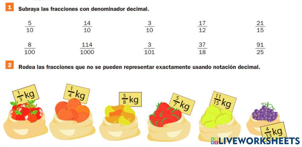Fracciones y decimales