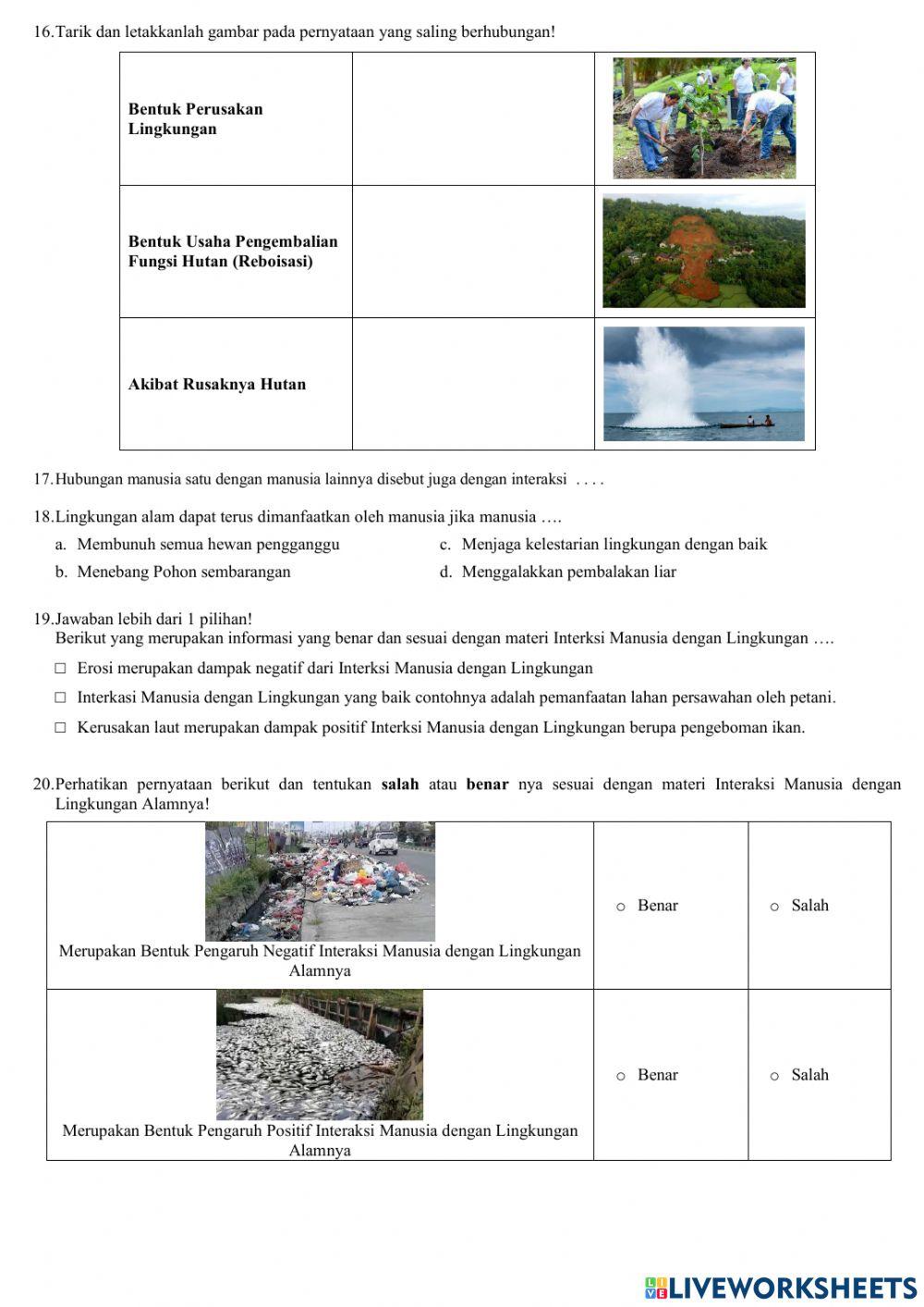 Penilaian PTS Tema 6 Kelas V