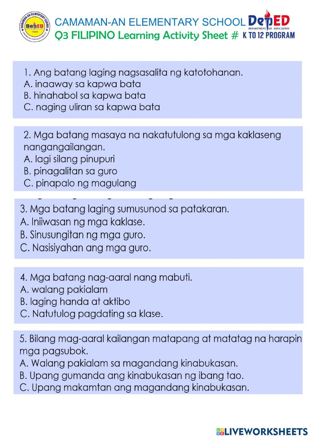 Q3 week 2 filipino learning act. sheet 3