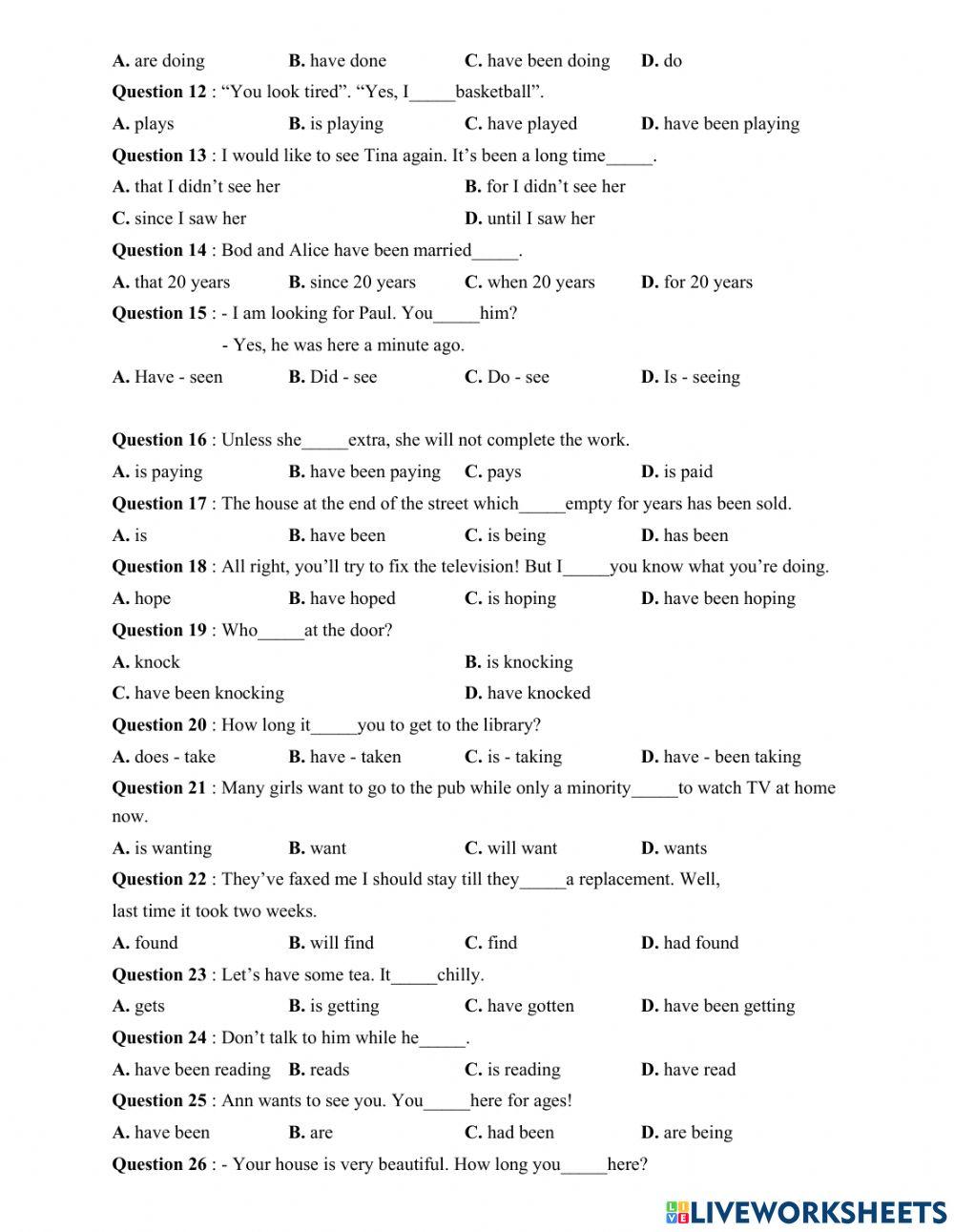 English uni - present tense