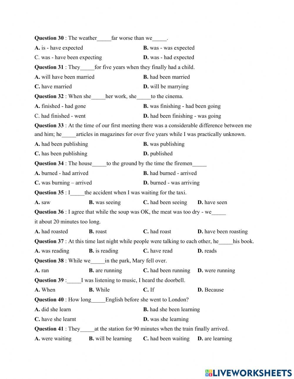 English uni-past tenses