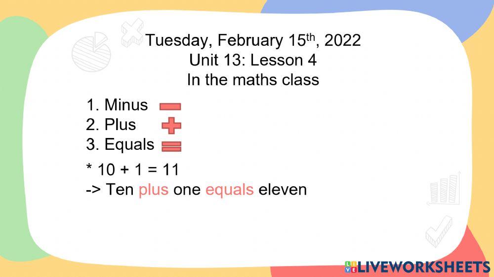 Tiếng Anh 2-Unit 13-Lesson 4-In the maths class