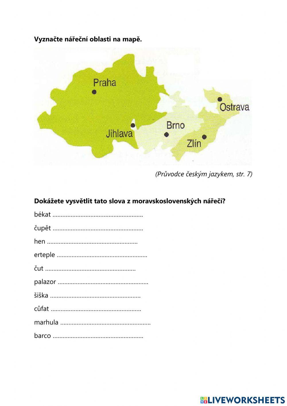 Útvary národního jazyka - cvičení