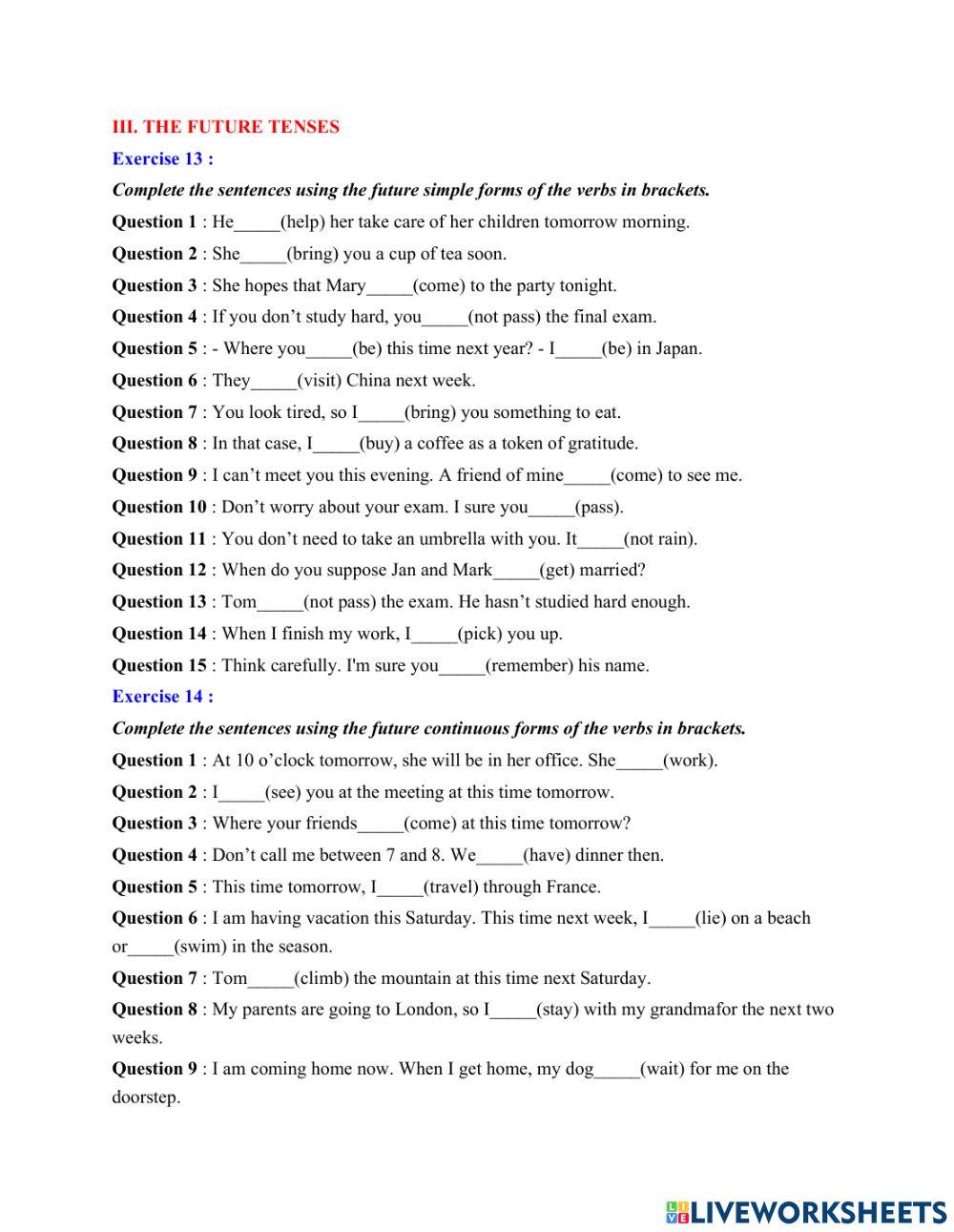 English uni-future tenses