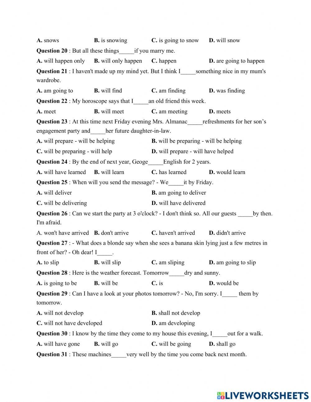 English uni-future tenses