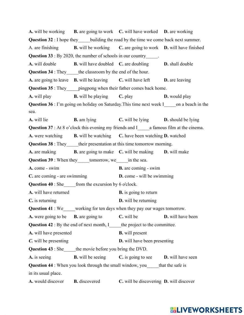 English uni-future tenses