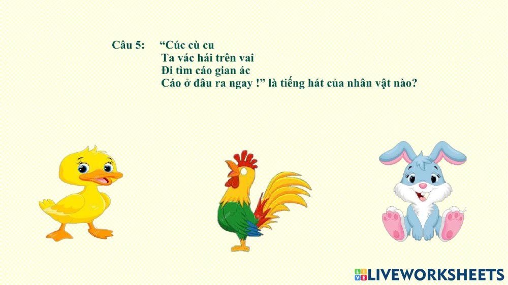 Truyện -Cáo, Thỏ và Gà Trống-