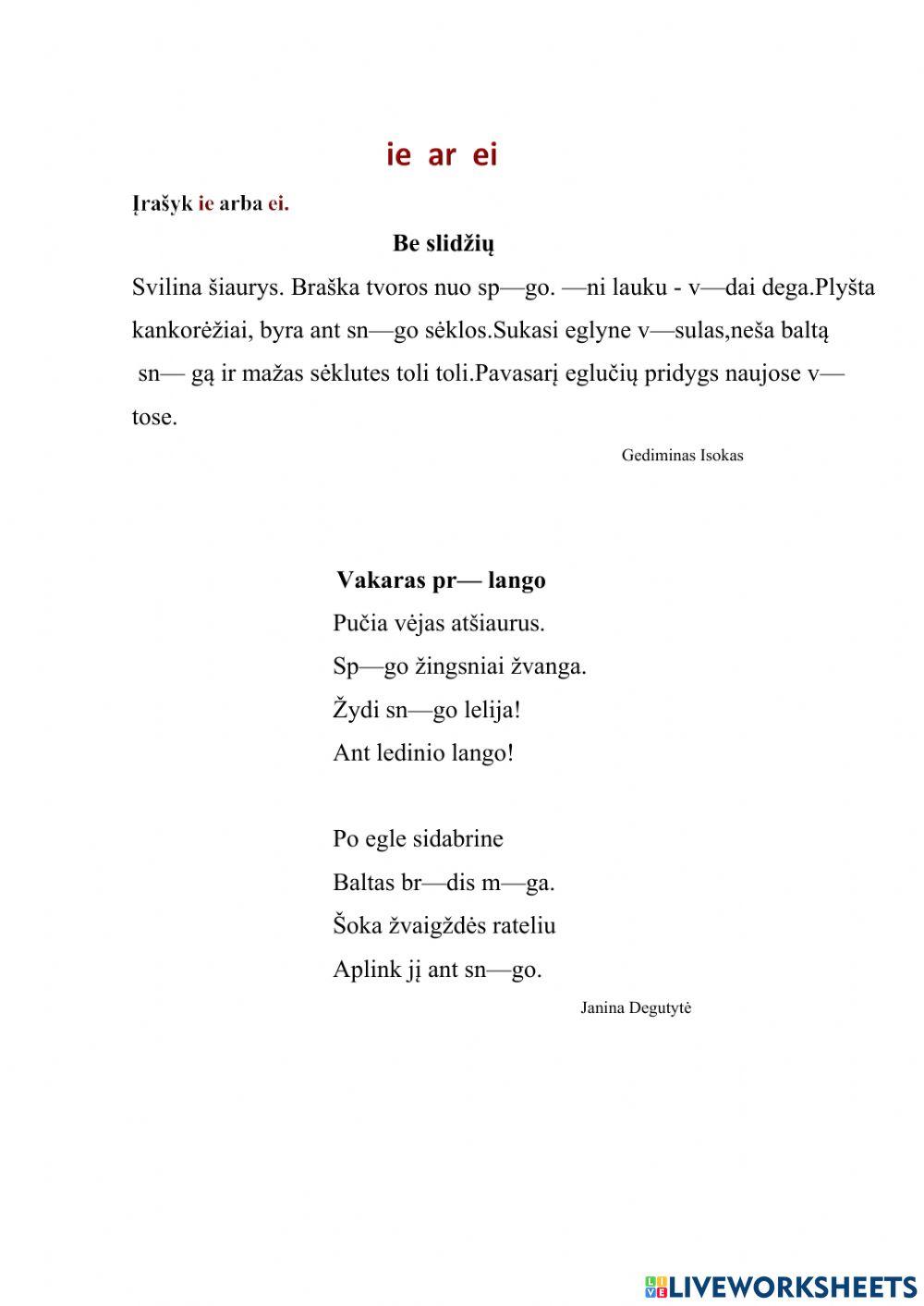 Ei -ie diferencijavimas