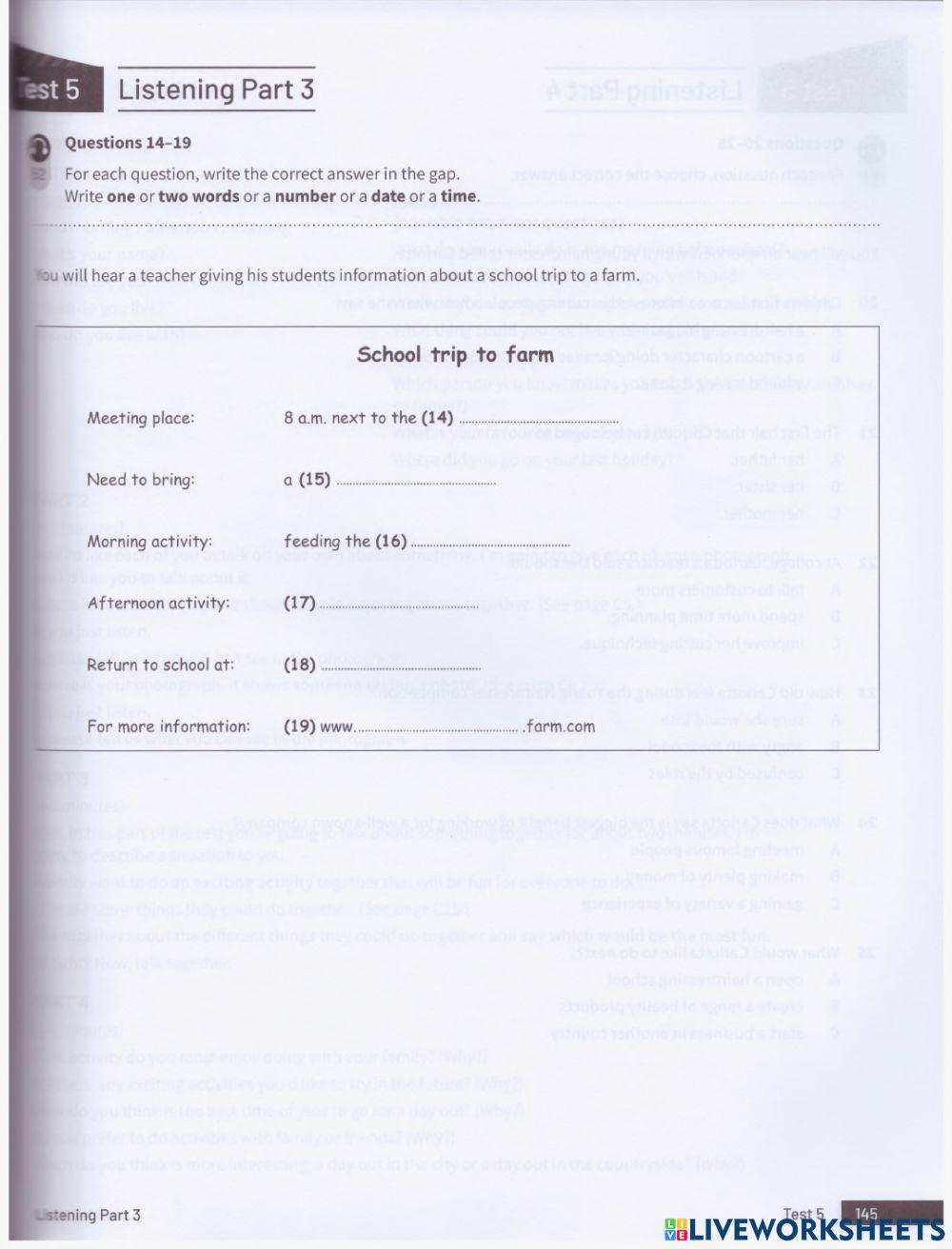 Listening PET for Schools