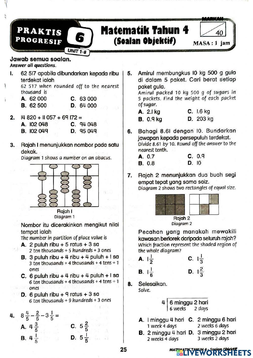 Tahun 4 Praktis Bab 1 - 8