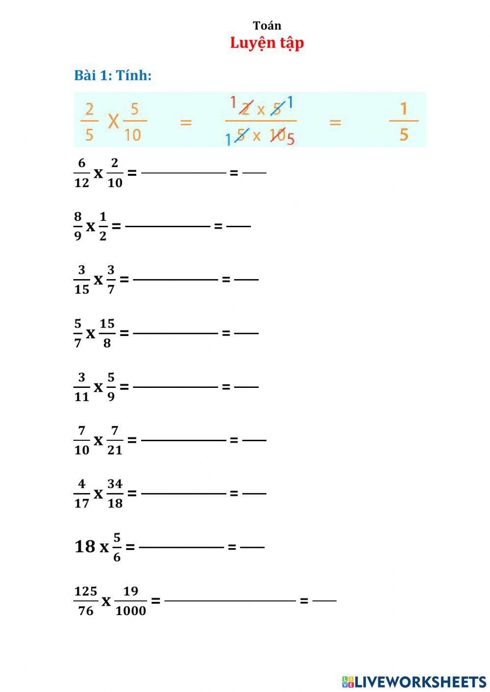 Nhân chia phân số