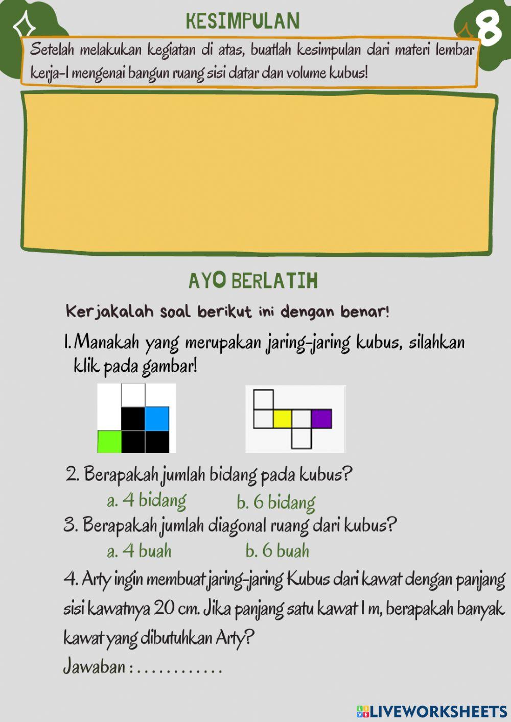 Lembar kerja siswa-kubus