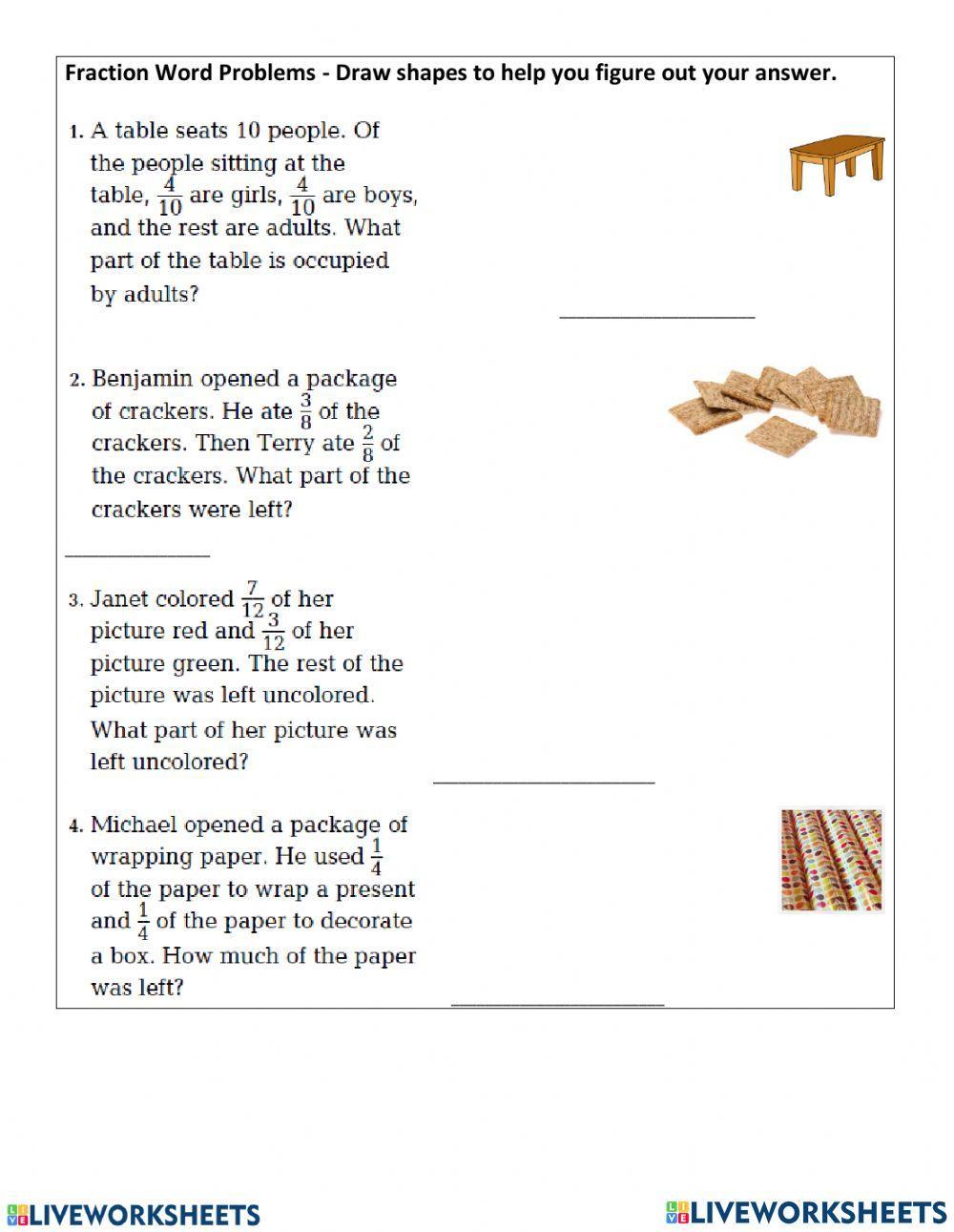 Word Problems involving fractions