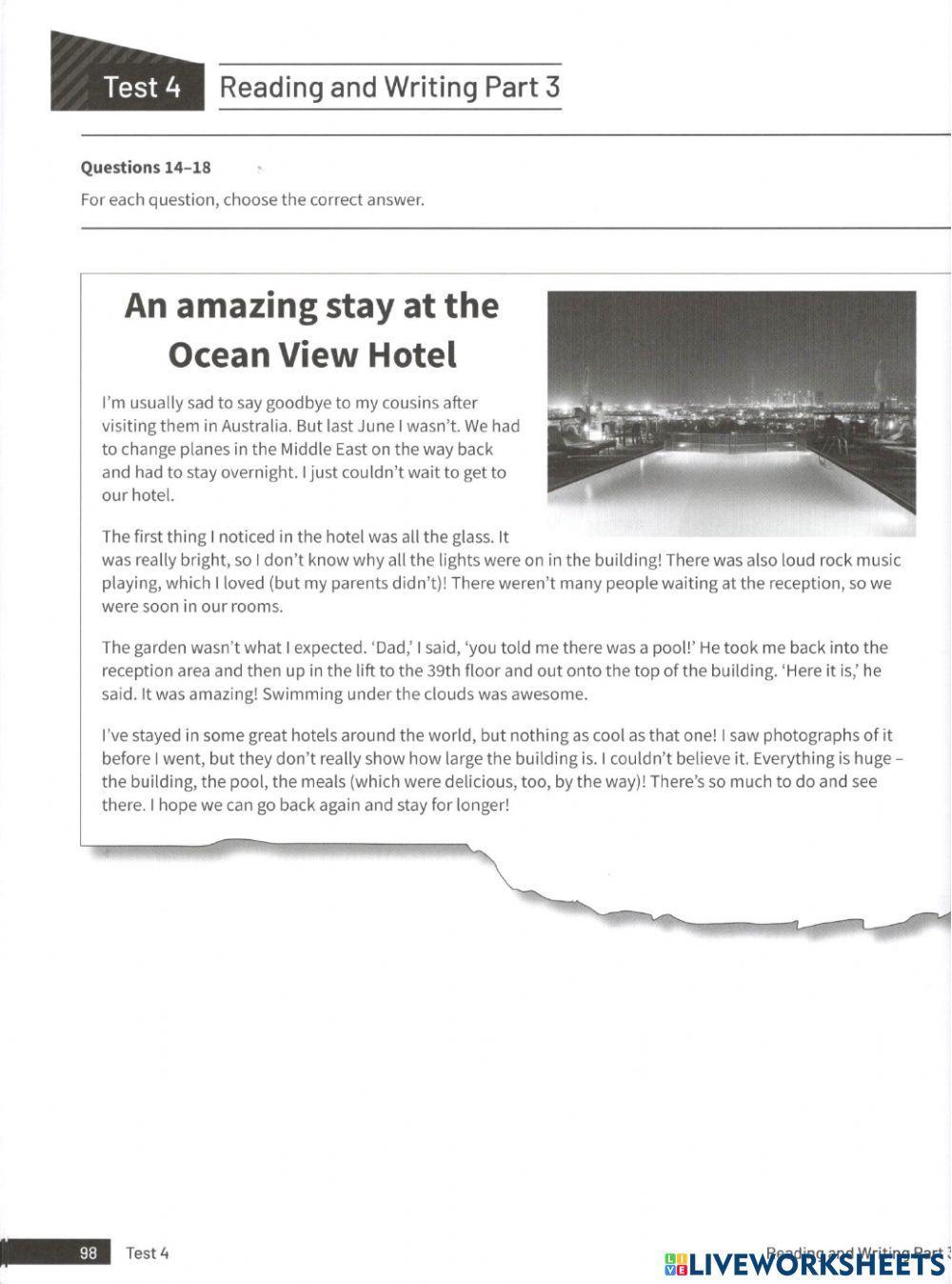 KET for schools Reading mock