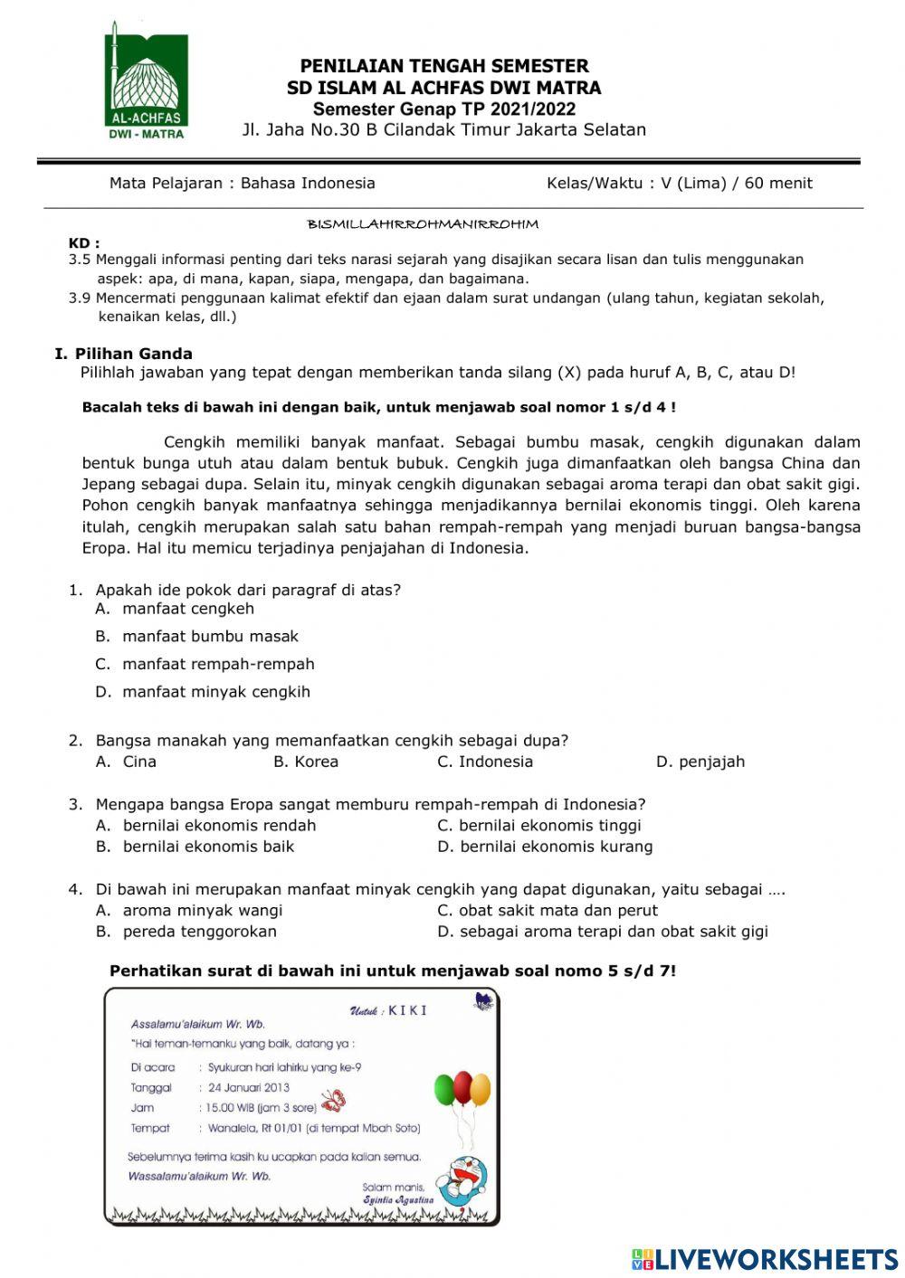 PTS Bahasa Indonesoa