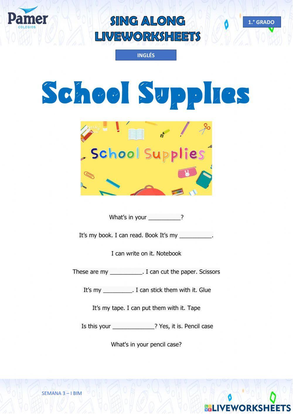 SAL-SEM3-1.º grado-ING-I BIM-MY SCHOOL SUPPLIES