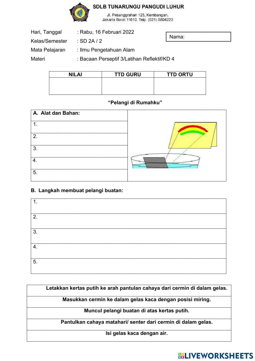Praktek membuat pelangi