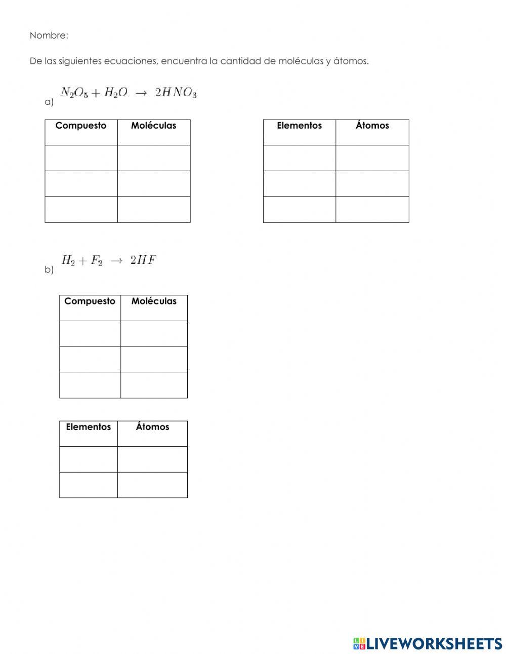 Moléculas y átomos