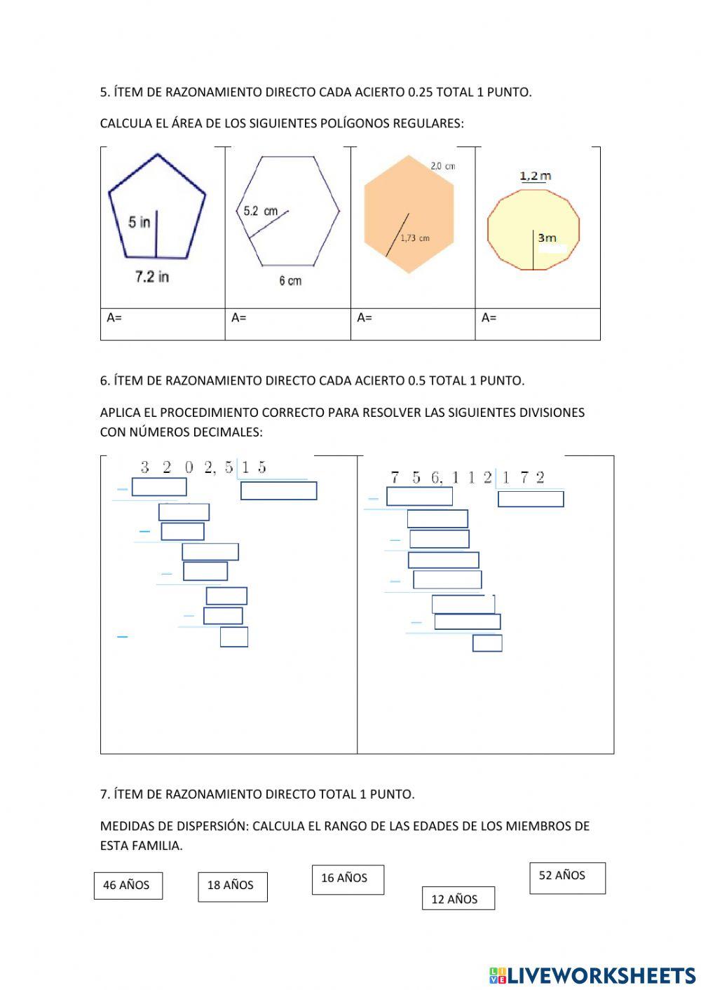 Quimestral de matemáticas