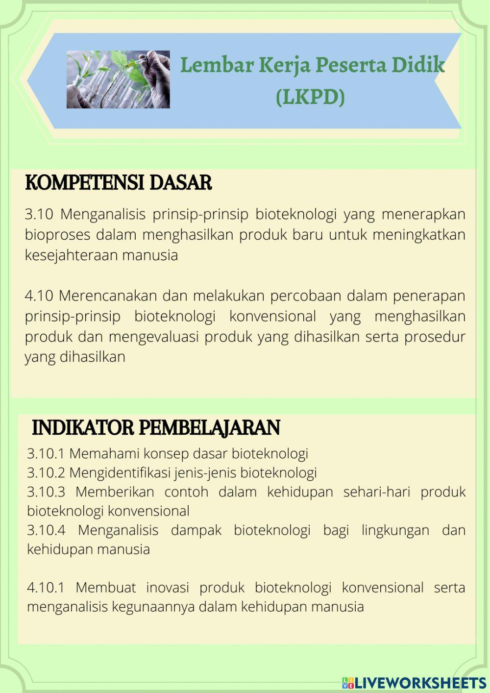 E-LKPD Materi Bioteknologi Kelas XII