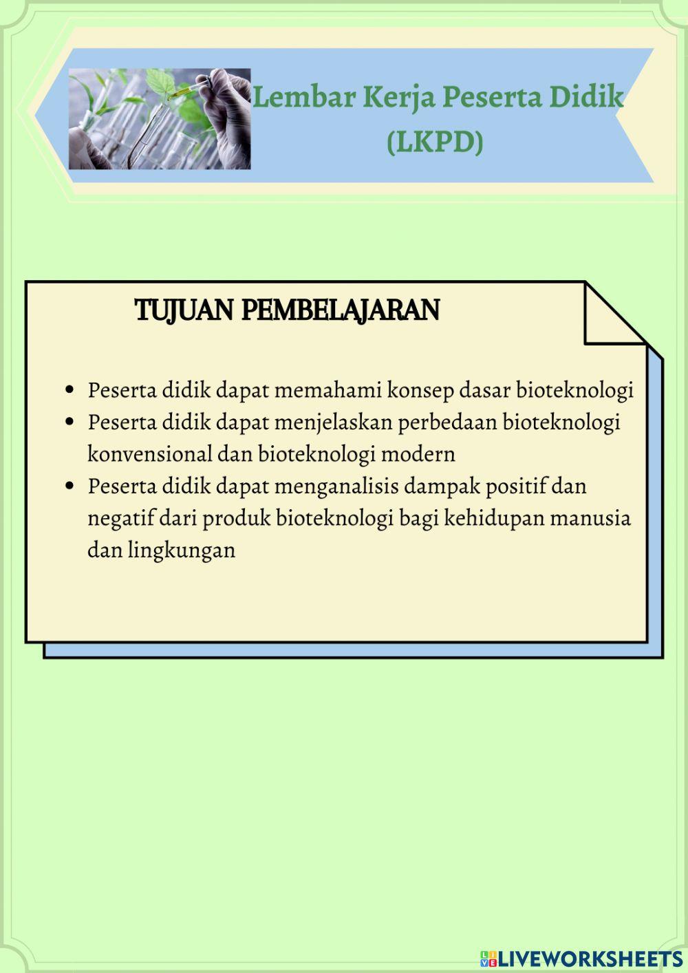 E-LKPD Materi Bioteknologi Kelas XII