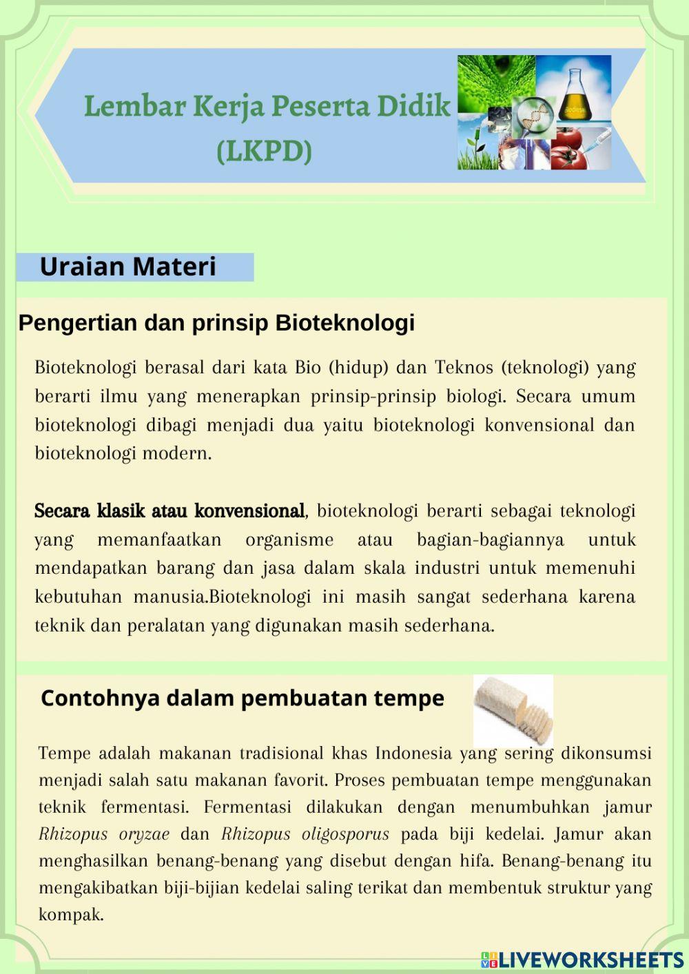 E-LKPD Materi Bioteknologi Kelas XII