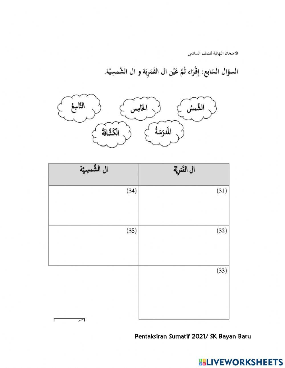 Pentaksiran sumatif bahasa arab tahun 6