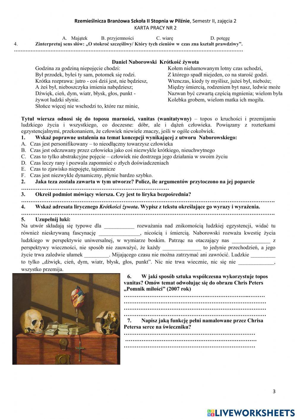 Rzemieślnicza Branżowa Szkoła II Stopnia w Pilźnie, semestr II, zajęcia 2