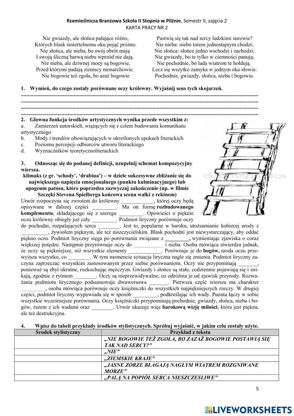 Rzemieślnicza Branżowa Szkoła II Stopnia w Pilźnie, semestr II, zajęcia 2