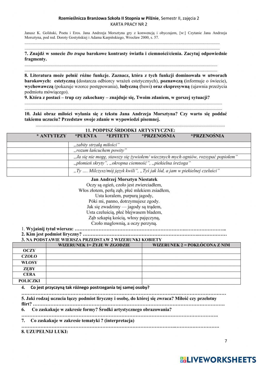 Rzemieślnicza Branżowa Szkoła II Stopnia w Pilźnie, semestr II, zajęcia 2