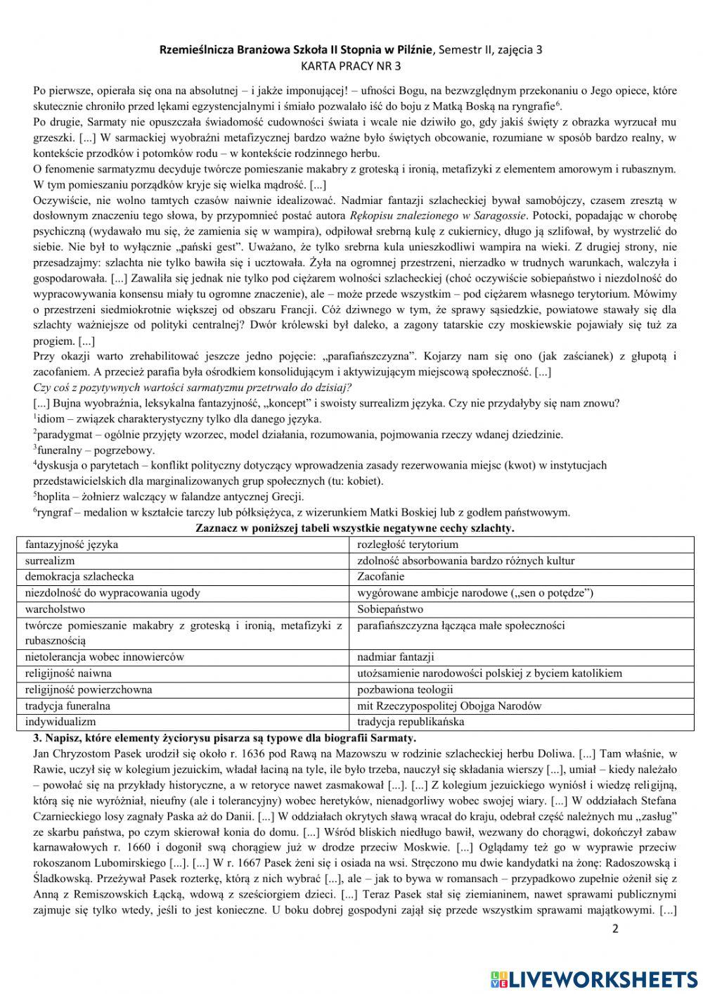 Rzemieślnicza Branżowa Szkoła II Stopnia w Pilźnie, semestr II, zajęcia 3